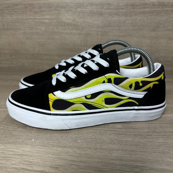 Vans Old Skool Low Slime Green Flame Shoe Sneaker Men’s Size 6.5 Women's Size 8 - Picture 1 of 7